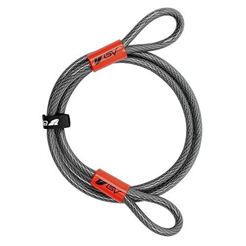 BV 7 FT Security Steel Cable, Double Looped Braided Steel Flex Lock Cable 3/8 Inch, for U-Lock, Padlock, and Disc Lock