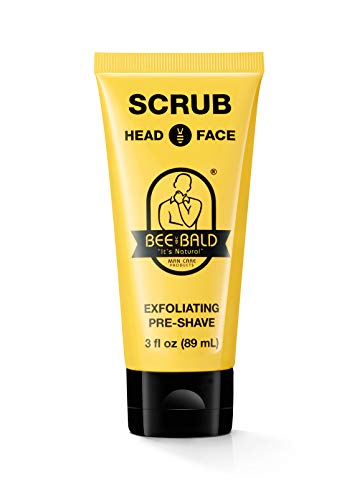 BEE BALD SCRUB Exfoliating Pre-Shave deep cleans and removes pore clogging dirt, oil and dry, flaky skin, preparing it for a super close shave and leaving it smoother than a baby's behind, 3 Fl. O