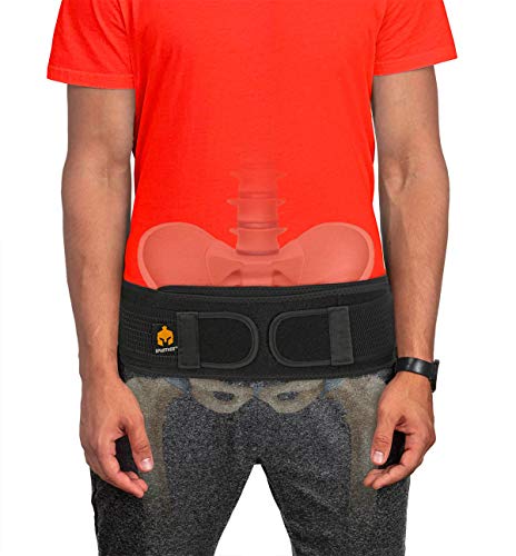 Sacroiliac Si Hip Belt by Sparthos - Relief from Si Joint, Sciatica, Lower Back Pain - Support Brace for Women and Men - for Sacral, Hip Loc Up, Anterior Pelvic Tilt Correction Braces (Black-XL+)