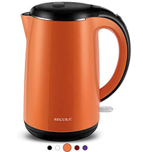 Load image into Gallery viewer, Secura SWK-1701DB The Original Stainless Steel Double Wall Electric Water Kettle 1.8 Quart, Orange

