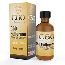 Load image into Gallery viewer, C60 Supply: C60 Fullerene 99.9% Purity - Ultra Pure Vacuum Dried Buckminsterfullerene Solution with Extra Virgin Olive Oil - 100 ml - Skin and Nerve Health Support - Amber Glass Lab-Grade Bottle

