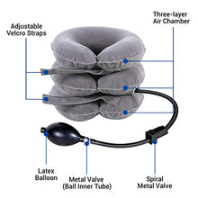 Load image into Gallery viewer, RAKZU Cervical Neck Traction Device Inflatable Adjustable Neck Collar Device for Neck Shoulder Back Head Pain Relief Inflatable Spine Alignment Pillow, Gray
