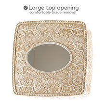 Load image into Gallery viewer, Creative Scents Square Tissue Box Cover  Decorative Bathroom Tissue Holder is Finished in Beautiful Victoria Collection for Cute Elegant Bathroom Decor (Beige)
