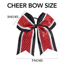 Load image into Gallery viewer, Large Glitter Cheer Bows Girls Red Black Ponytail Holders 7&quot; Hair Bows Bulk Elastic Hair Ties Accessories for Cheerleaders Teens Women Teams Competition Sports Pack of 10
