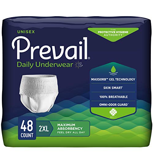 Prevail Incontinence Protective Underwear, Maximum Absorbency, 2X-Large, 48 Count